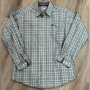 CINCH Men’s Medium Longe Sleeve Logo Plaid Cowboy Western Pattern Cuff RG